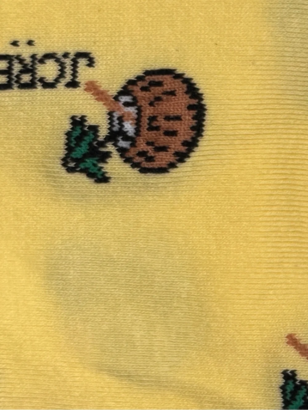J. Crew Yellow and Brown Coconut Print Crew Socks Size OSA NWT